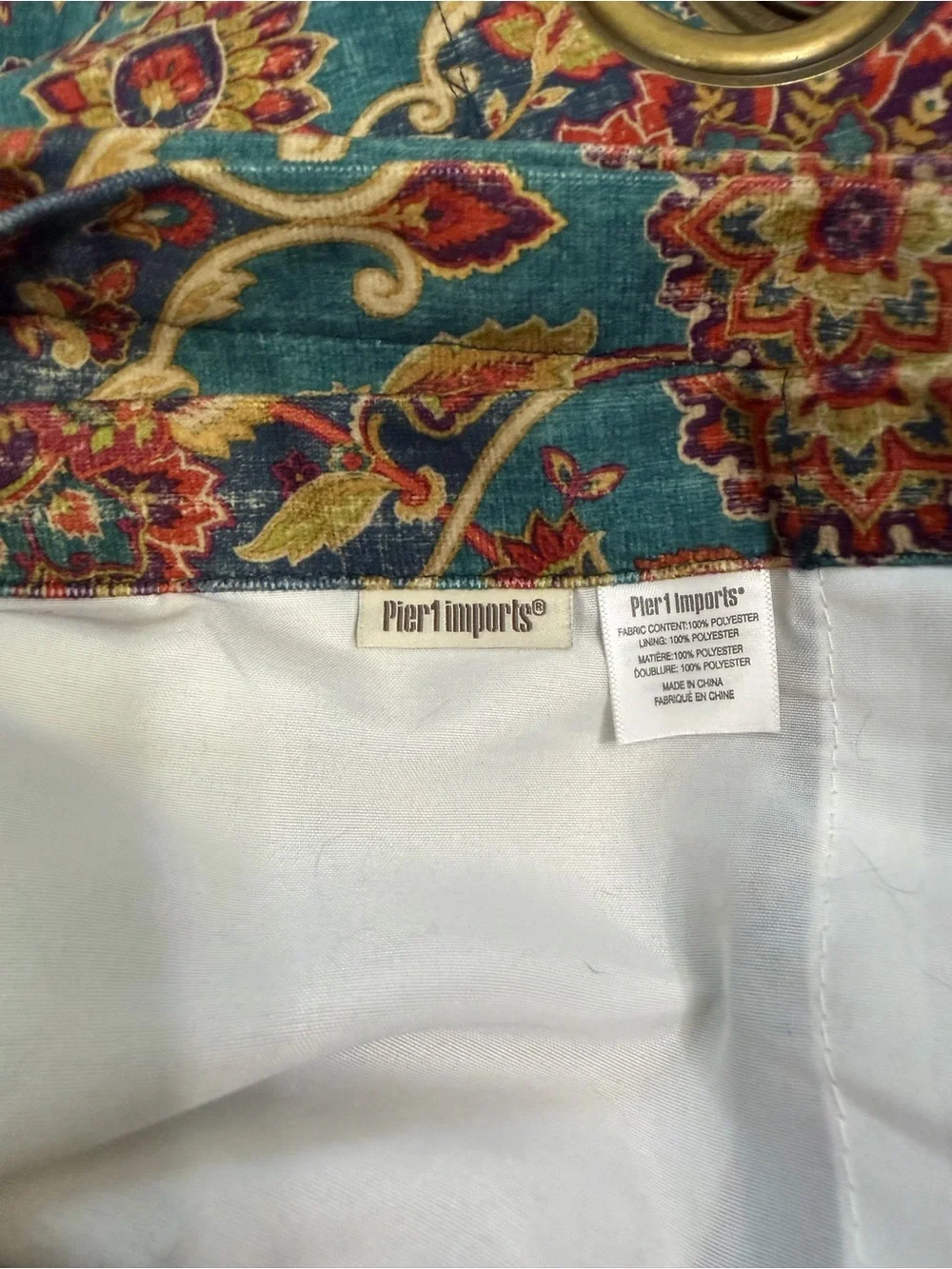 Pair Pier 1 Imports Ankari Teal Grommet Top Medallion Curtain Panels 50”x 84”